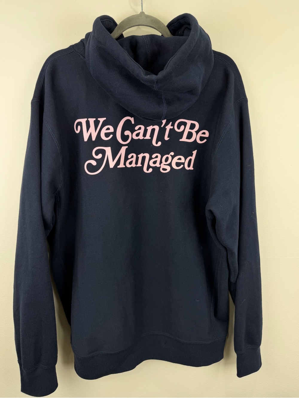 Giggly Squad We Can’t Be Managed Navy Pink Graphic Hoodie Size L - Picture 2 of 6